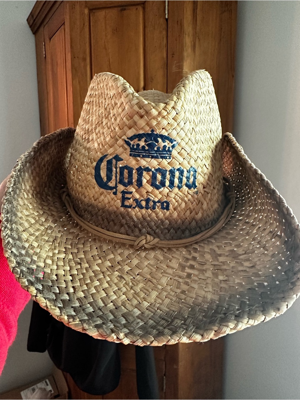 Corona Straw Cowboy Hat with Blue Logo